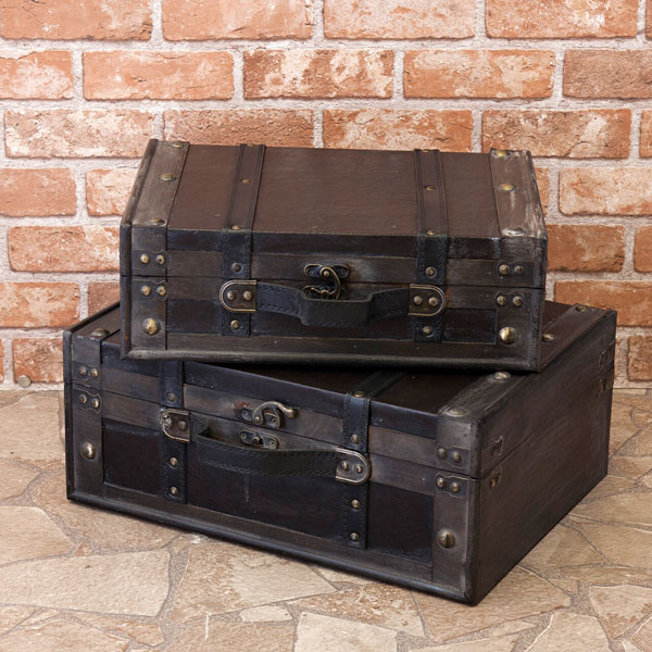 楽天市場】収納ケース/宝箱/トランク/木製 S/Lセット 収納トランク