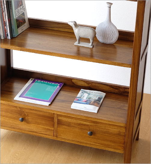 楽天市場】チーク無垢材 本棚 書棚 天然木製 無垢材 オシャレ A4