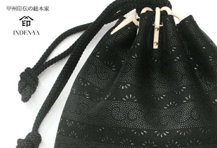 楽天市場】鹿革 漆 印伝 巾着 メンズ 男物《印傳屋 INDEN-YA》甲州印伝