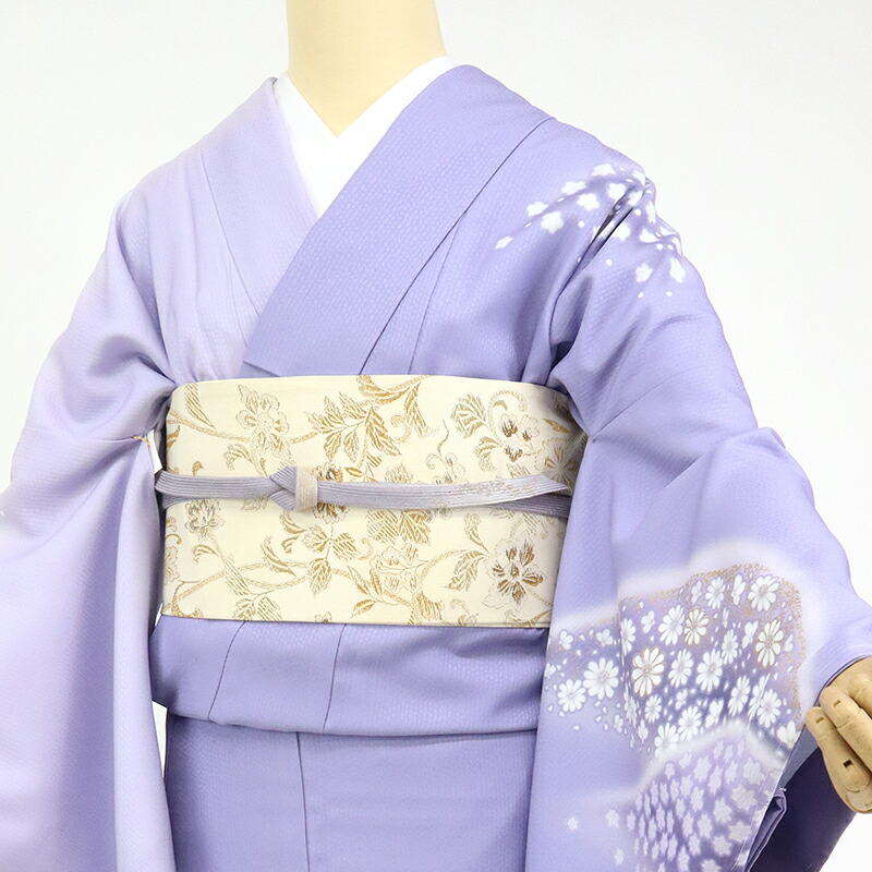 作家もの 付け下げ 花模様 ベージュ系 着物 042w d 付け下げ ぼかし