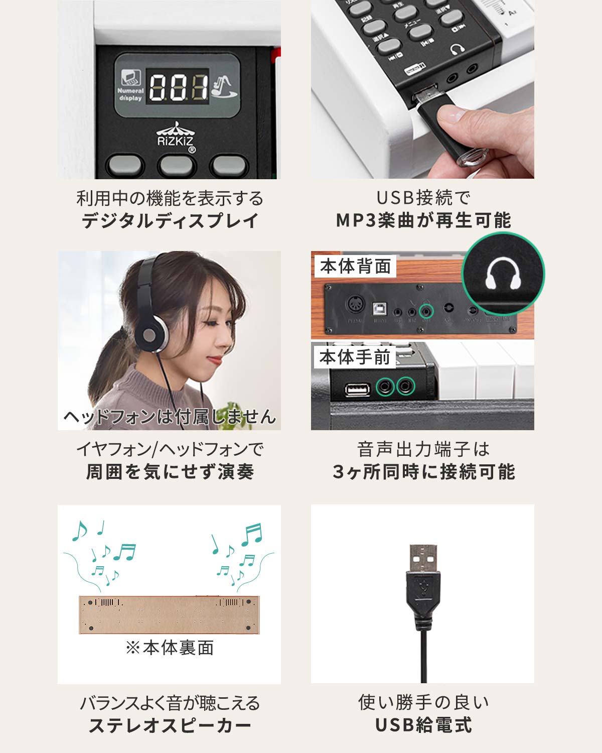 楽天市場】RiZKiZ 電子ピアノ 88鍵盤 キーボード ピアノ MIDI規格