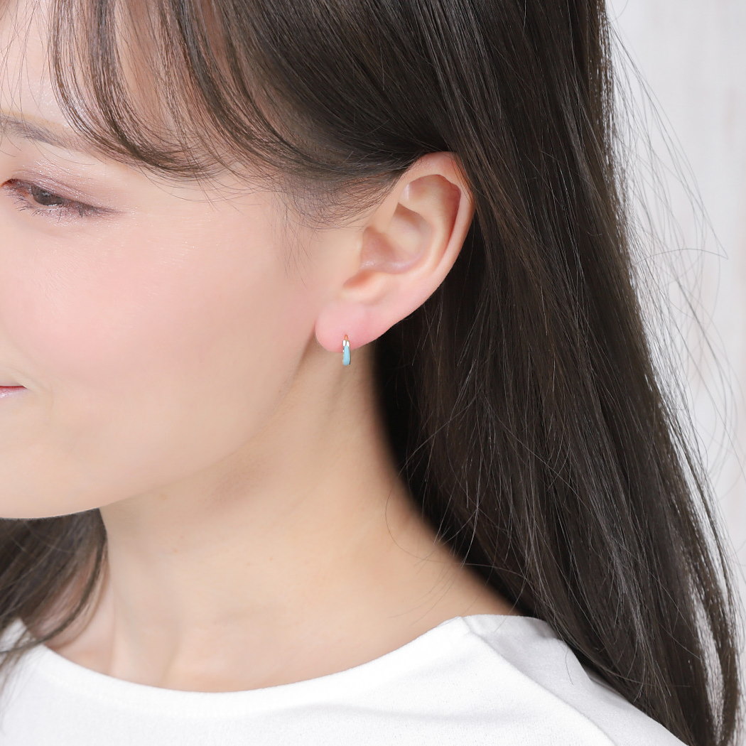 楽天市場】フープピアス K18 トルコ石 ターコイズ 両耳 18金 18k