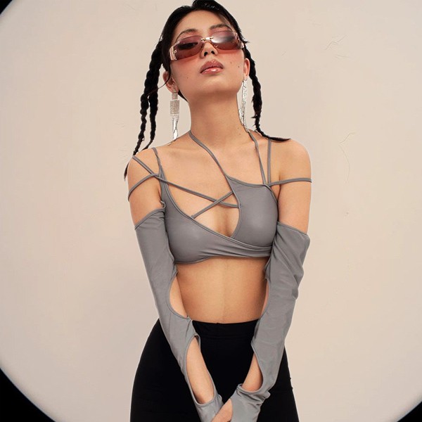 楽天市場】ショート丈 トップス レディース クロップド丈 ダンス 衣装