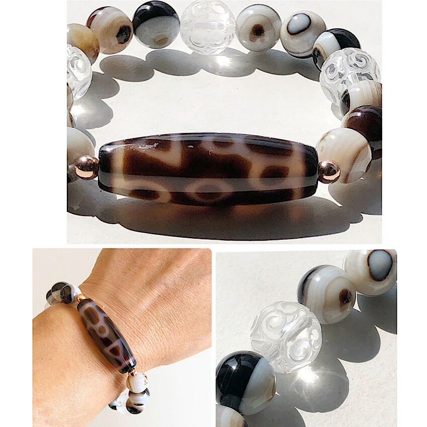 楽天市場】【魔除け】双喜佛天珠×水晶回紋珠×天眼石 天然石