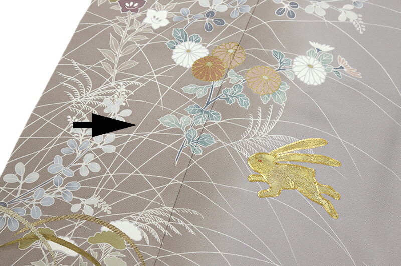 楽天市場】【 中古 】 訪問着 正絹 手描き友禅 灰色 うさぎ お月見