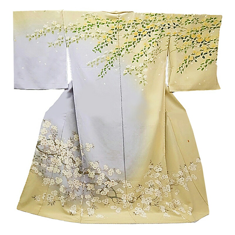 楽天市場】訪問着 正絹 未仕立て 秀美 手描友禅 桜に山吹 優美な訪問着