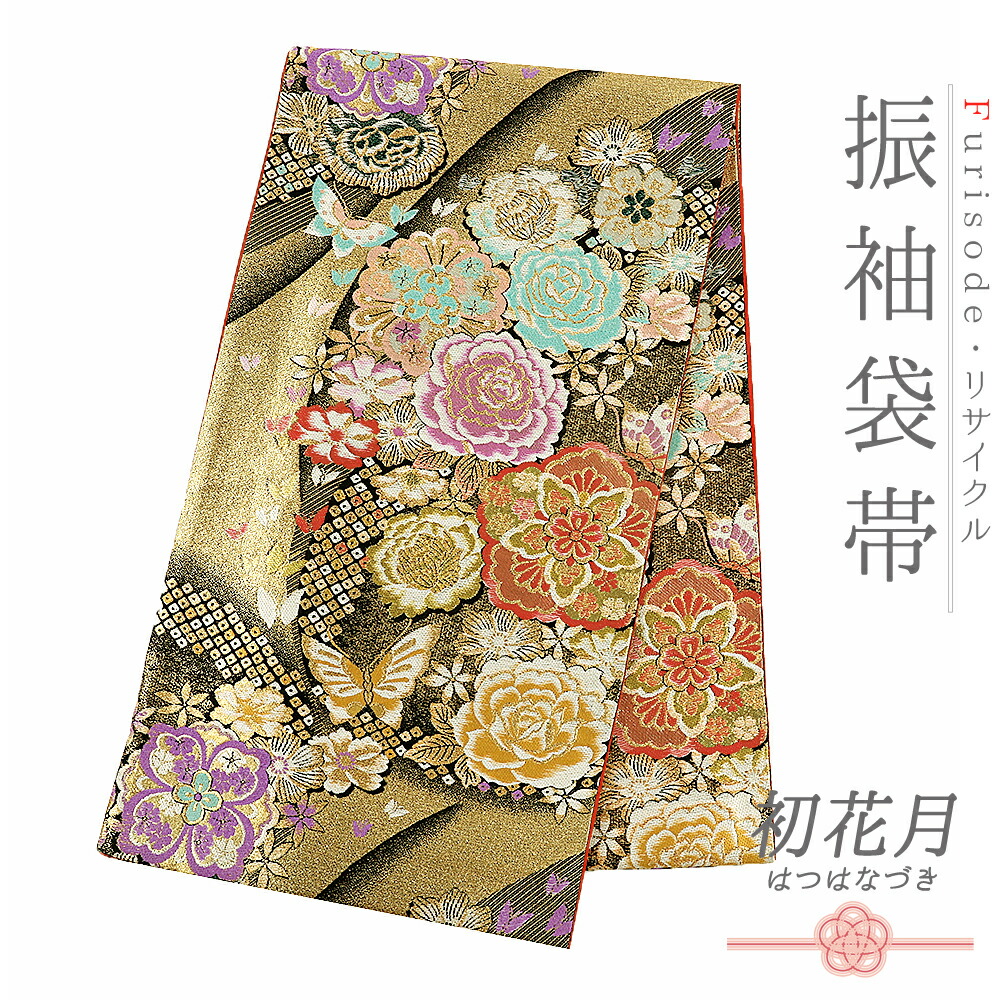 楽天市場】【 中古 】 袋帯 振袖用 正絹 唐織 黒地 赤 ピンク 金 白