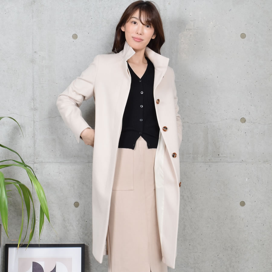 楽天市場】スタンドカラー カシミヤ コート カシミア ウール ロング