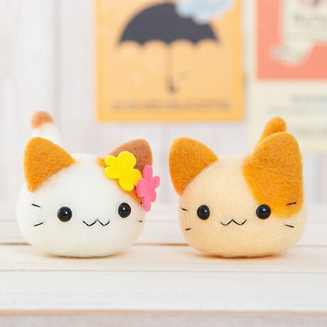 楽天市場】お花の耳飾り付き 双子のころころ猫ちゃん手作りキット