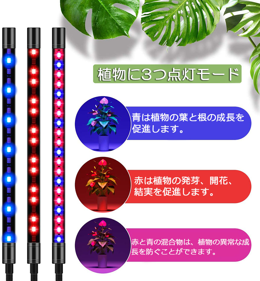 楽天市場】植物育成ライト LED植物育成灯 観葉植物 4ヘッド式ライト 3