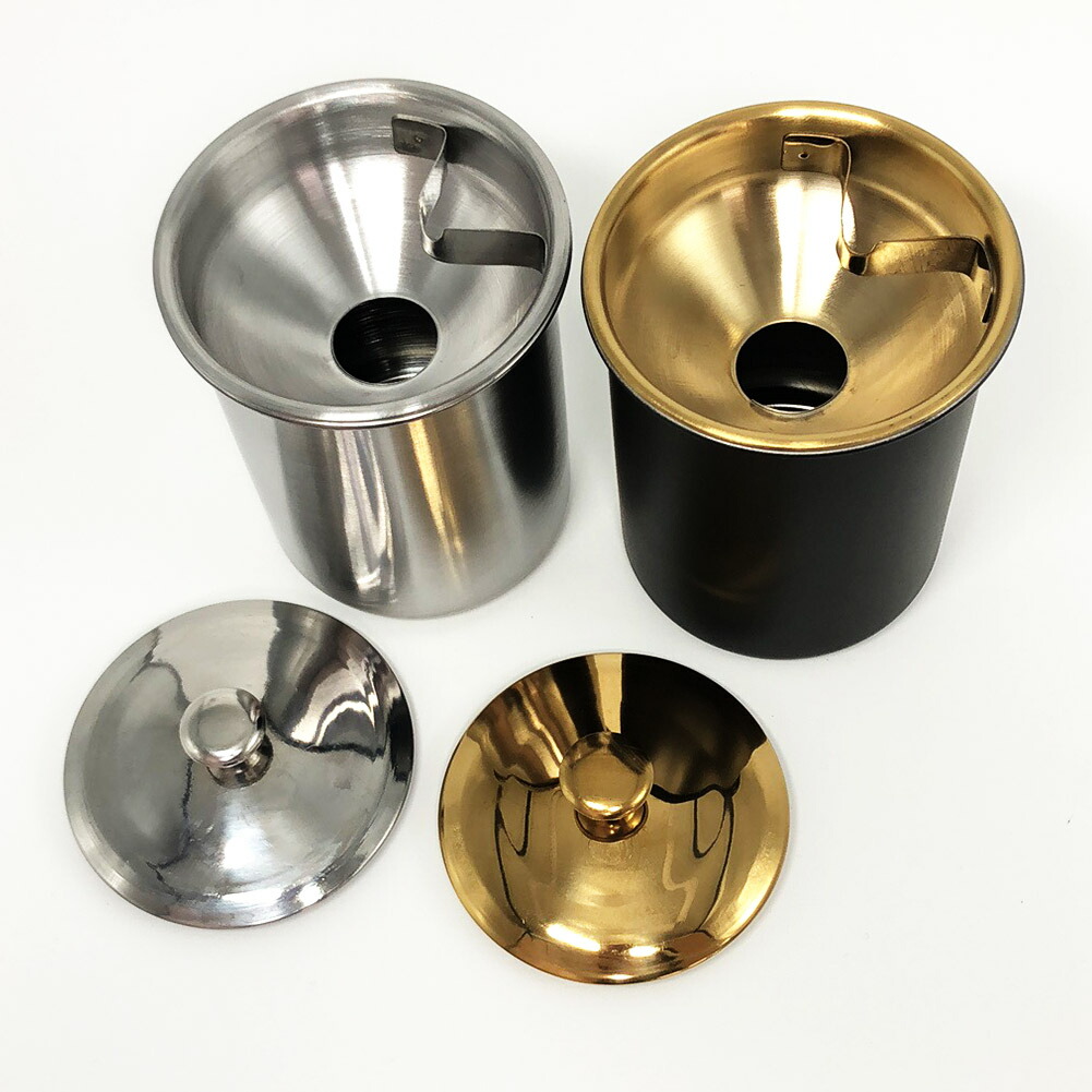 楽天市場】灰皿 蓋つき 2カラー ブラック シルバー アンティーク