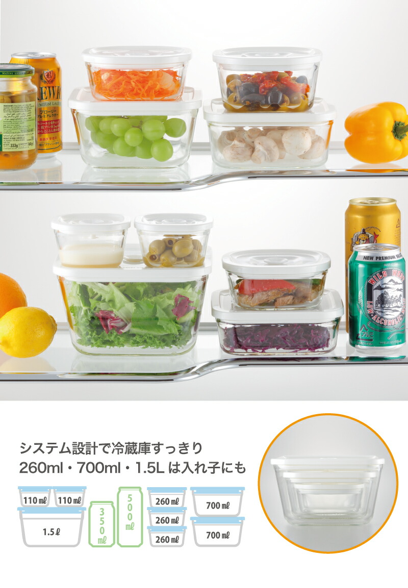 くりぼう【新品未使用】iwaki 耐熱ガラス 密閉容器 角型 5点セット