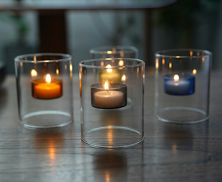 楽天市場】IwaiLoft 浮かぶ光 ガラスキャンドルホルダー 透明感のある