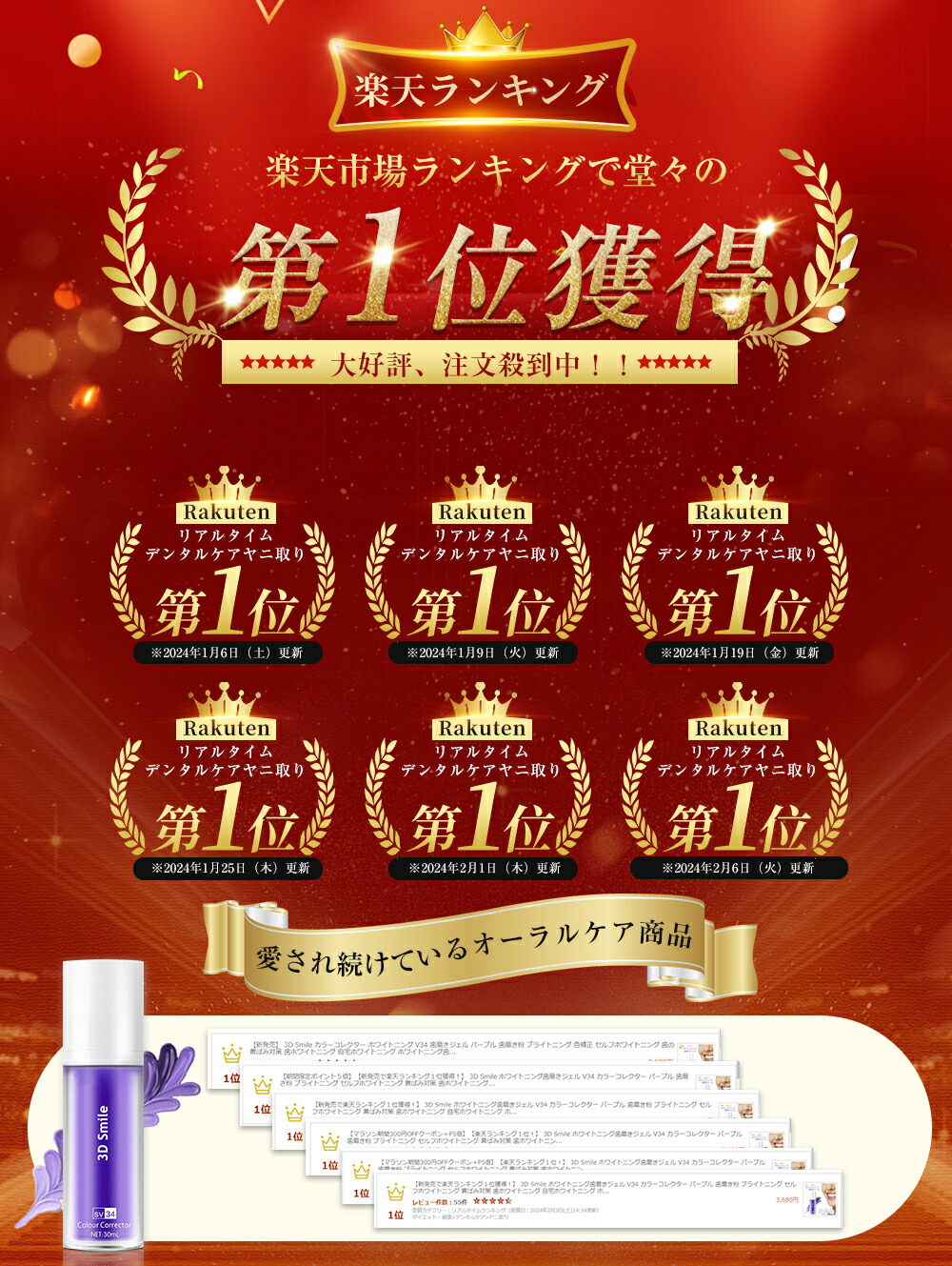 楽天市場】【楽天1位獲得】 3D Smile ホワイトニング 歯磨き ジェル