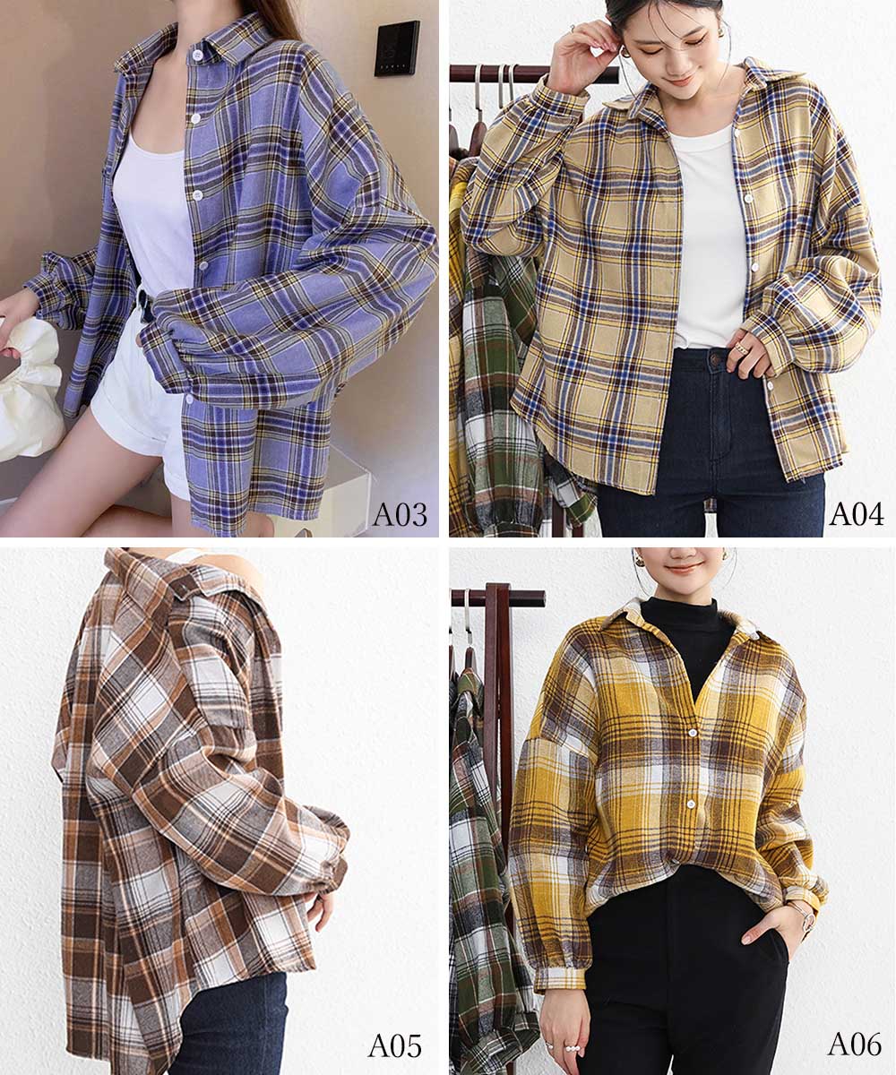 楽天市場】シャツ ブラウス チェック柄シャツ 長袖 レディース