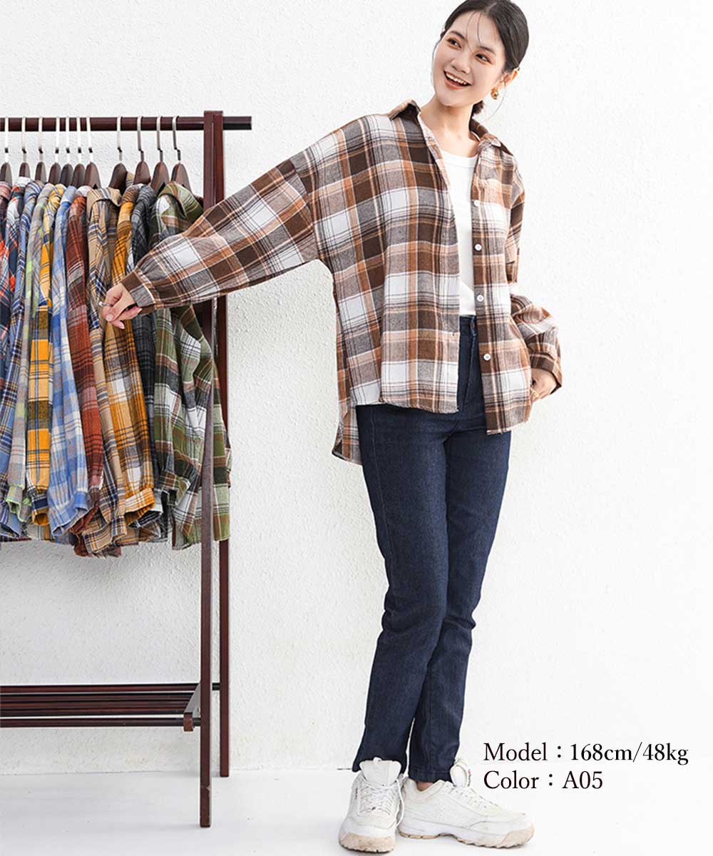 楽天市場】シャツ ブラウス チェック柄シャツ 長袖 レディース