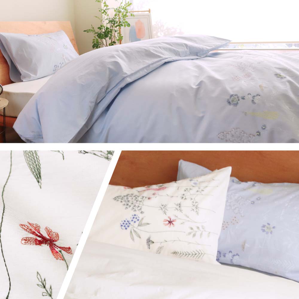 楽天市場】掛け布団カバー ( シングル / ダブル ) 綿100% 刺繍 花 花柄