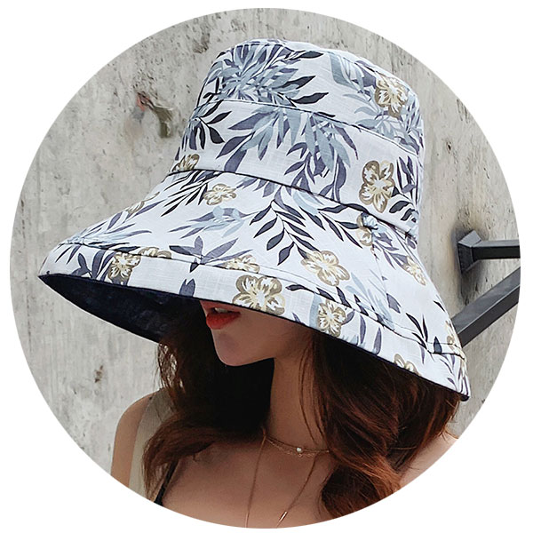 楽天市場】バケットハット リバーシブル 花柄 帽子 つば広 無地 UV
