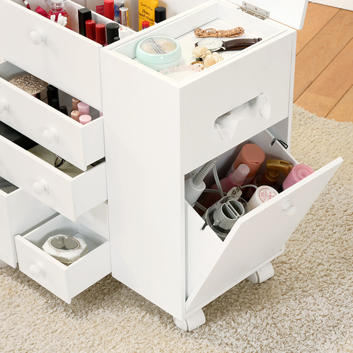 楽天市場】コスメワゴン キャスター付 ドレッサー （ コンパクト 大