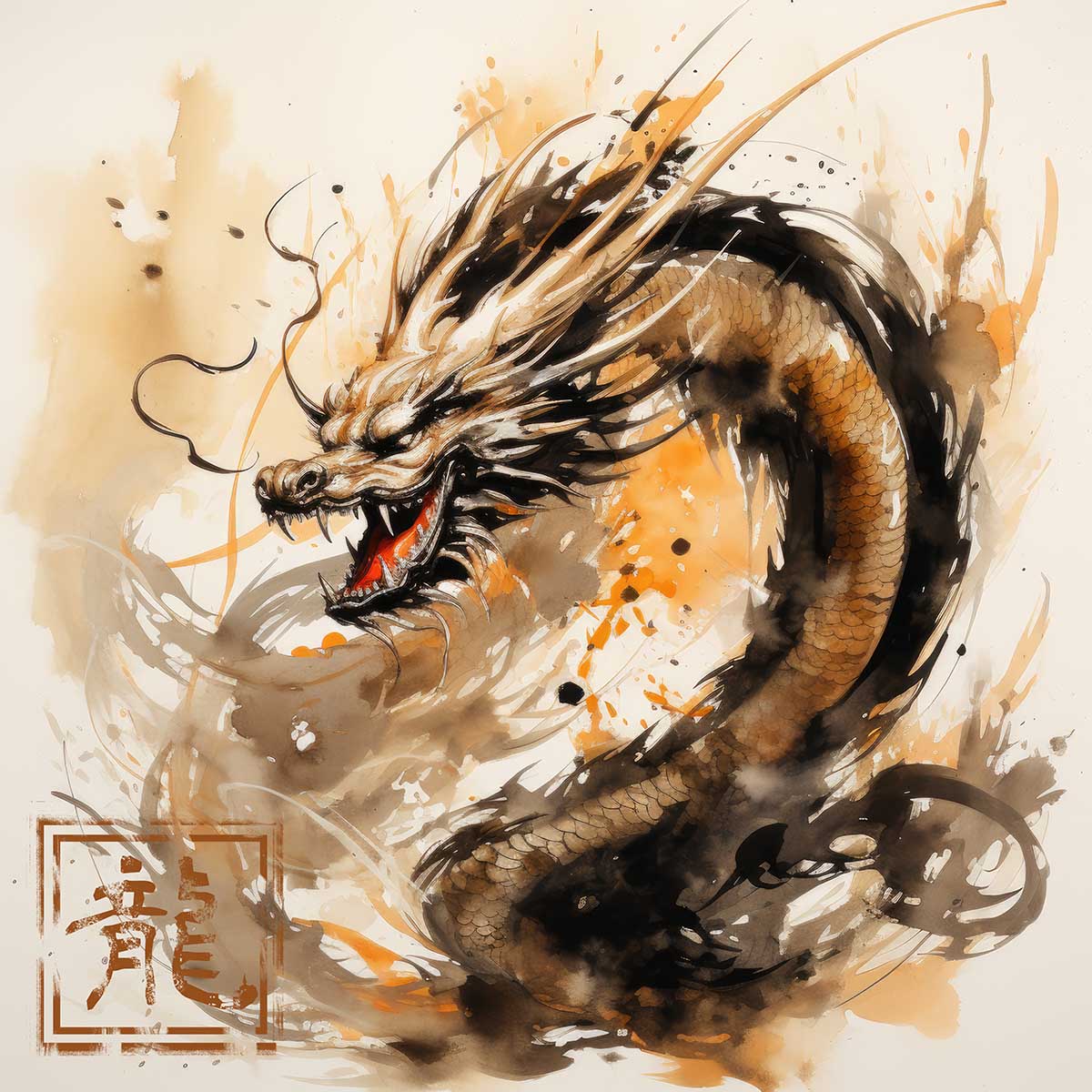 楽天市場】ドラゴン 辰年 龍 画 竜 竜神 正方形ポスター 干支 2024