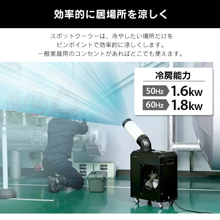 楽天市場】スポットクーラー 業務用 1.8kW ISAC-0802-B ブラック 送料
