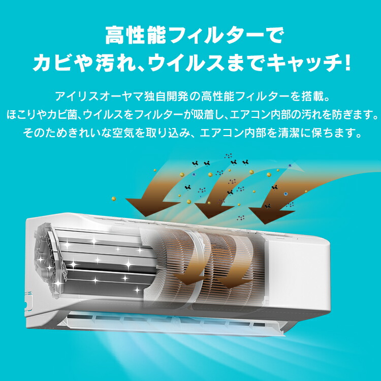 楽天市場】アイリスオーヤマ エアコン 6畳 2.2kw 内部清潔 空気清浄