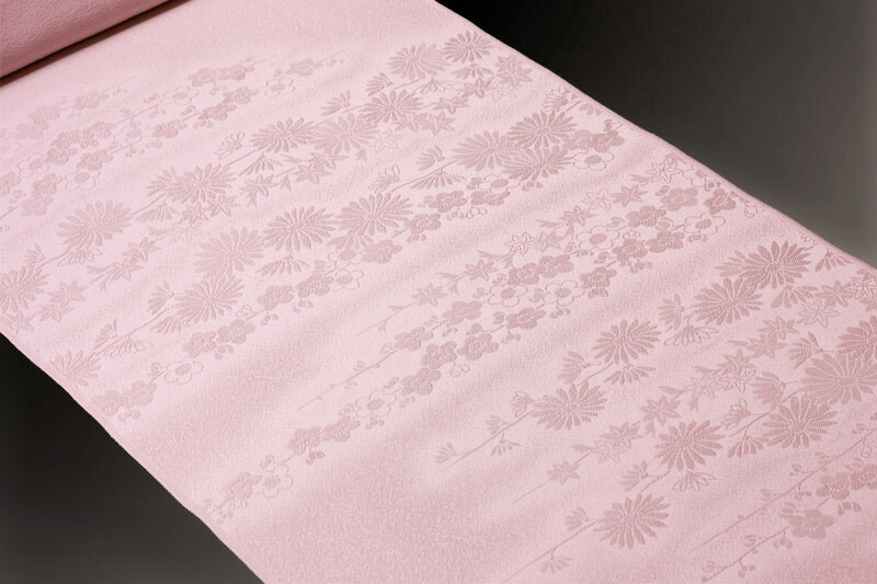 楽天市場】色無地 紋意匠 絵羽柄 四季草花文 さくら色【反物1反・胴裏1