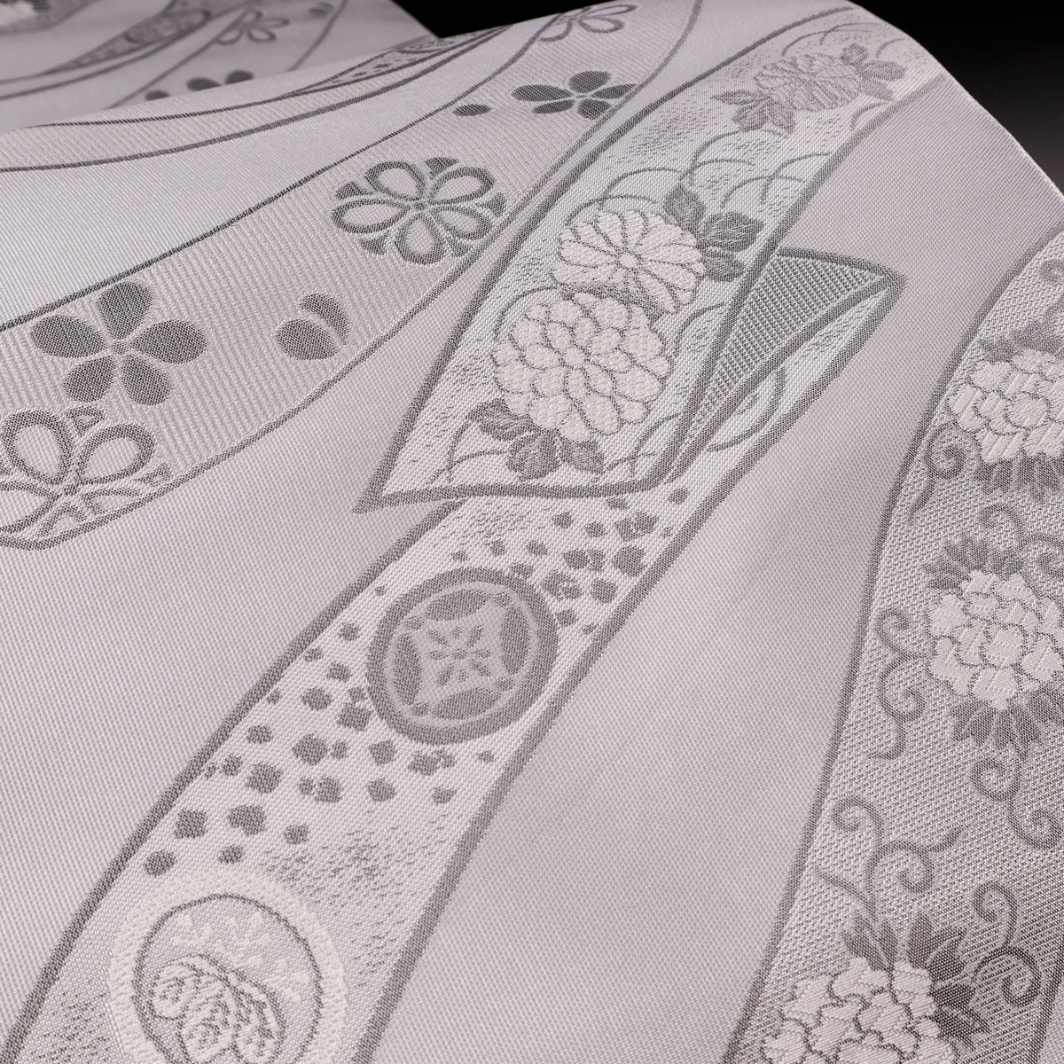 楽天市場】正絹法事用名古屋帯 つづれグレー 几帳文様2 西陣田中伝機