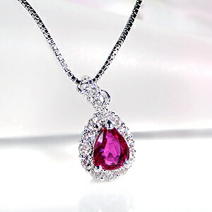 楽天市場】K18YG/WG/PG ペアシェイプ ルビー ダイヤモンド ペンダント