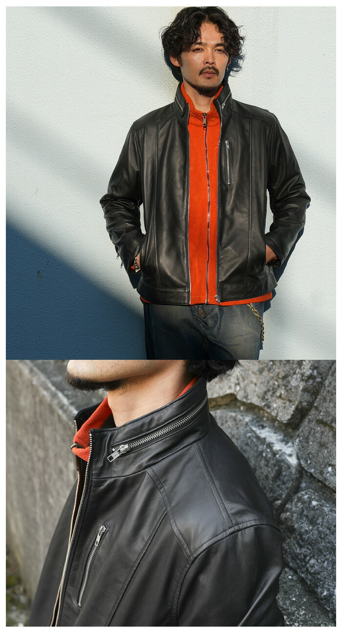 楽天市場】【3/11まで！50％オフ】レザージャケット スタンドカラー