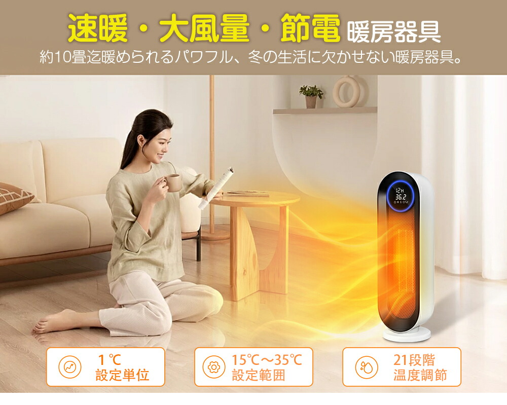 楽天市場】【楽天1位】セラミックファンヒーター 温風ヒーター 人感