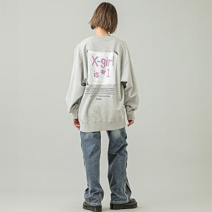 楽天市場】【 X-girl エックスガール 】 X-girl FLAG BIG SWEAT TOP