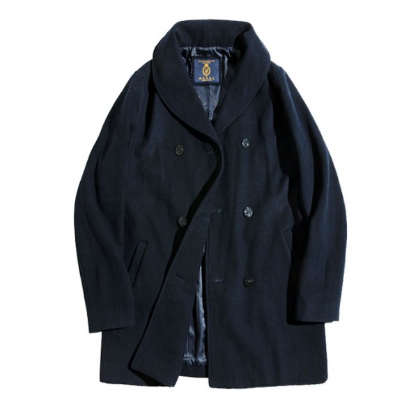 楽天市場】ウール ピーコート ネイビー ヘチマ襟 防寒 PEA-COAT