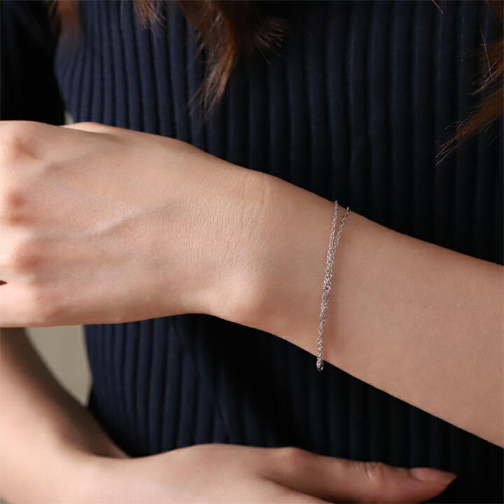 楽天市場】プラチナ ブレスレット レディース シンプル 2連 ダブル