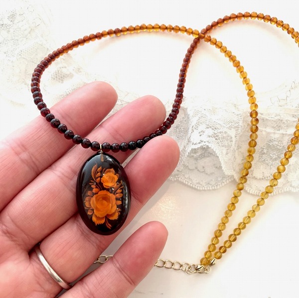 楽天市場】【天然琥珀】【琥珀 ネックレス】【インタリオ】【薔薇