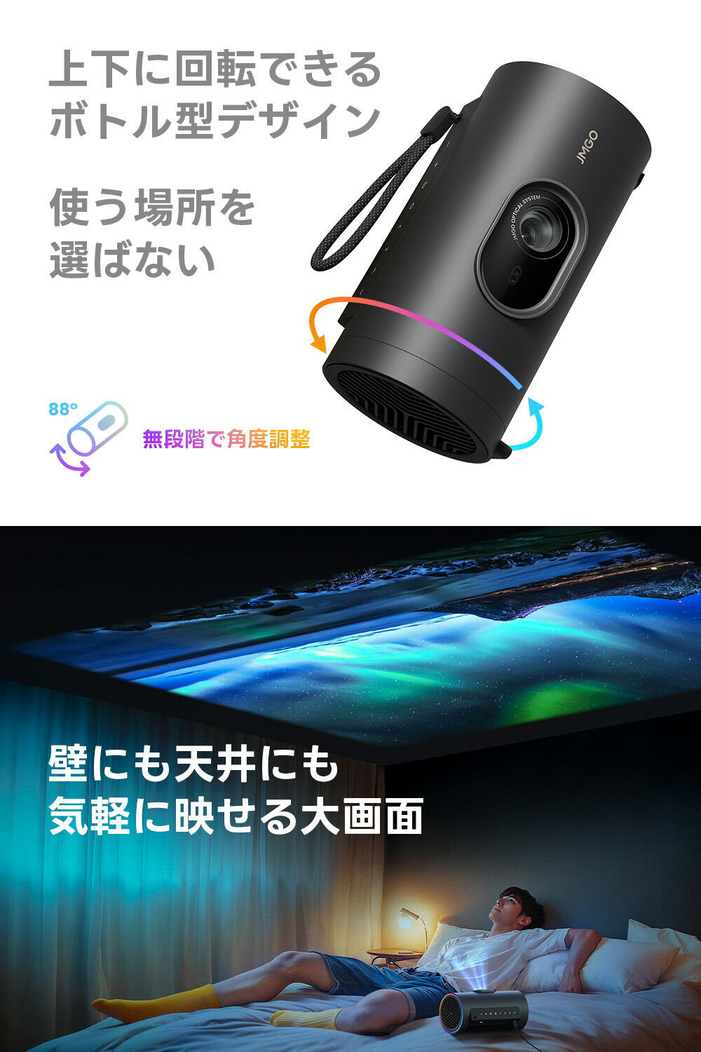 楽天市場】JMGO PicoPlay+ 縦横2Way 回転ボトル型コンパクト