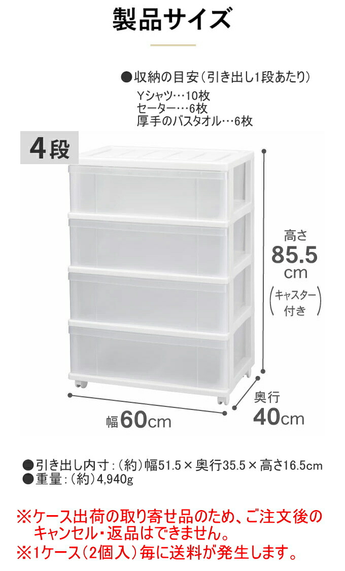 楽天市場】クローゼットワイドチェスト 4段 ホワイト 2個セット SCW
