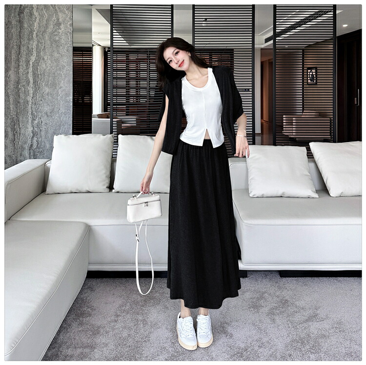 楽天市場】3点セット【トップス+カーディガン＋スカート】上下