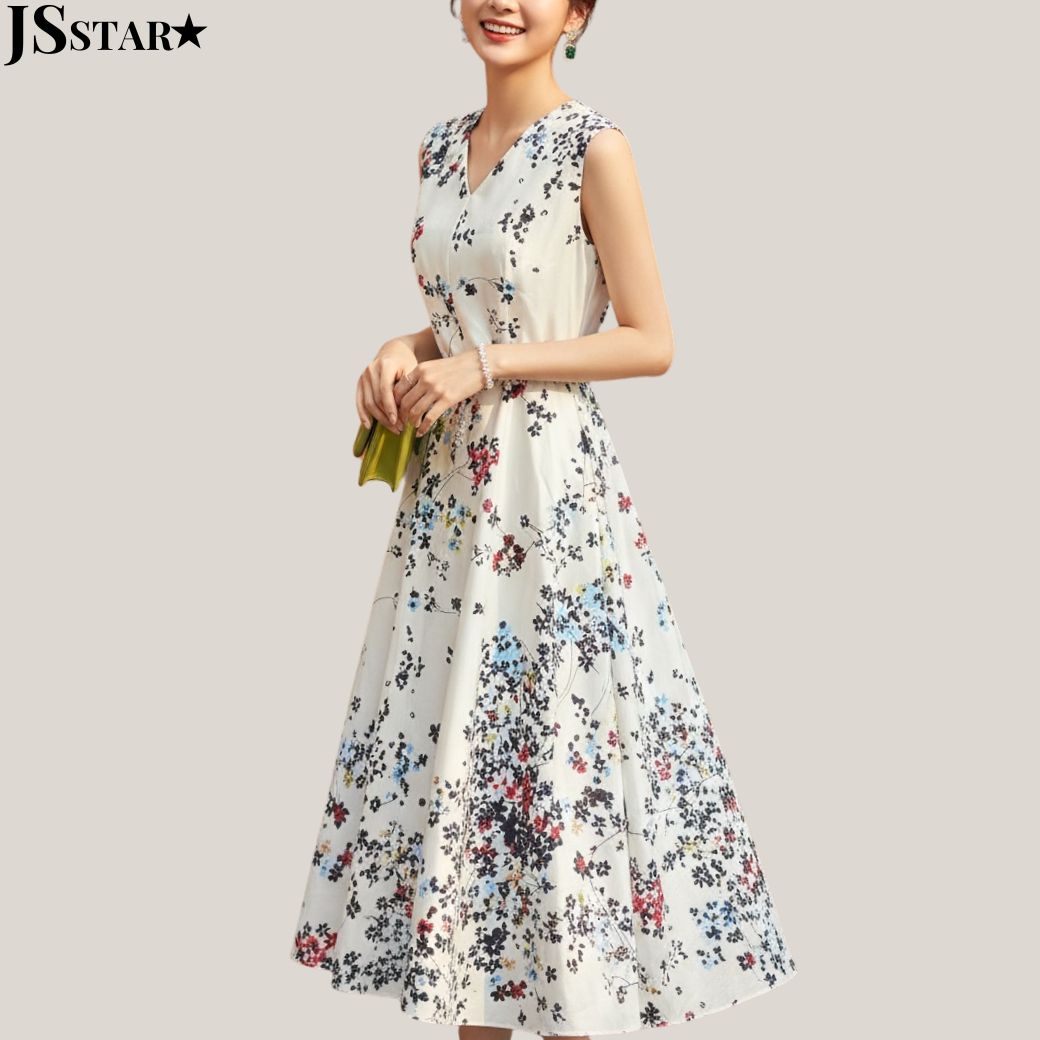 楽天市場】花柄ワンピース ベルト付き Vネック Aライン フレア