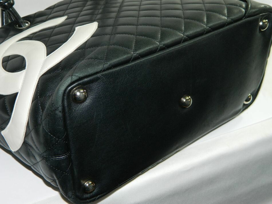 楽天市場】[中古] 送料無料 CHANEL カンボンライン トートバッグ 黒 白