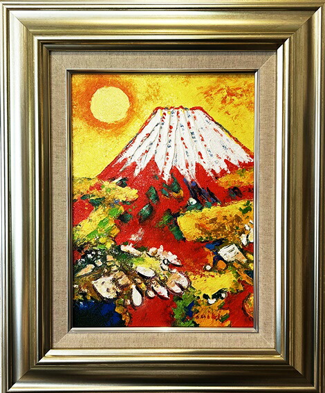 油絵 菅家令子絵画インテリア額付(青緑+金色の枠)F6-080214万代橋 新潟