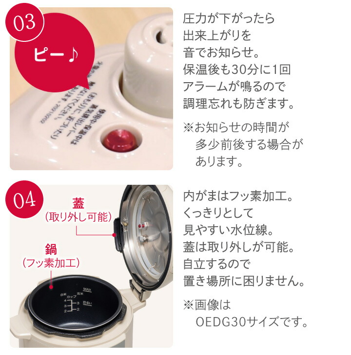 楽天市場】楽ポン ヌージュ マイコン電気圧力鍋 4.0L OEDG40 ワンダー