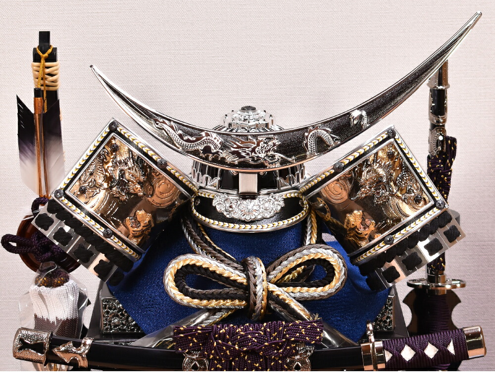 楽天市場】五月人形 コンパクト ケース飾り 13号 シルバー彫金 伊達