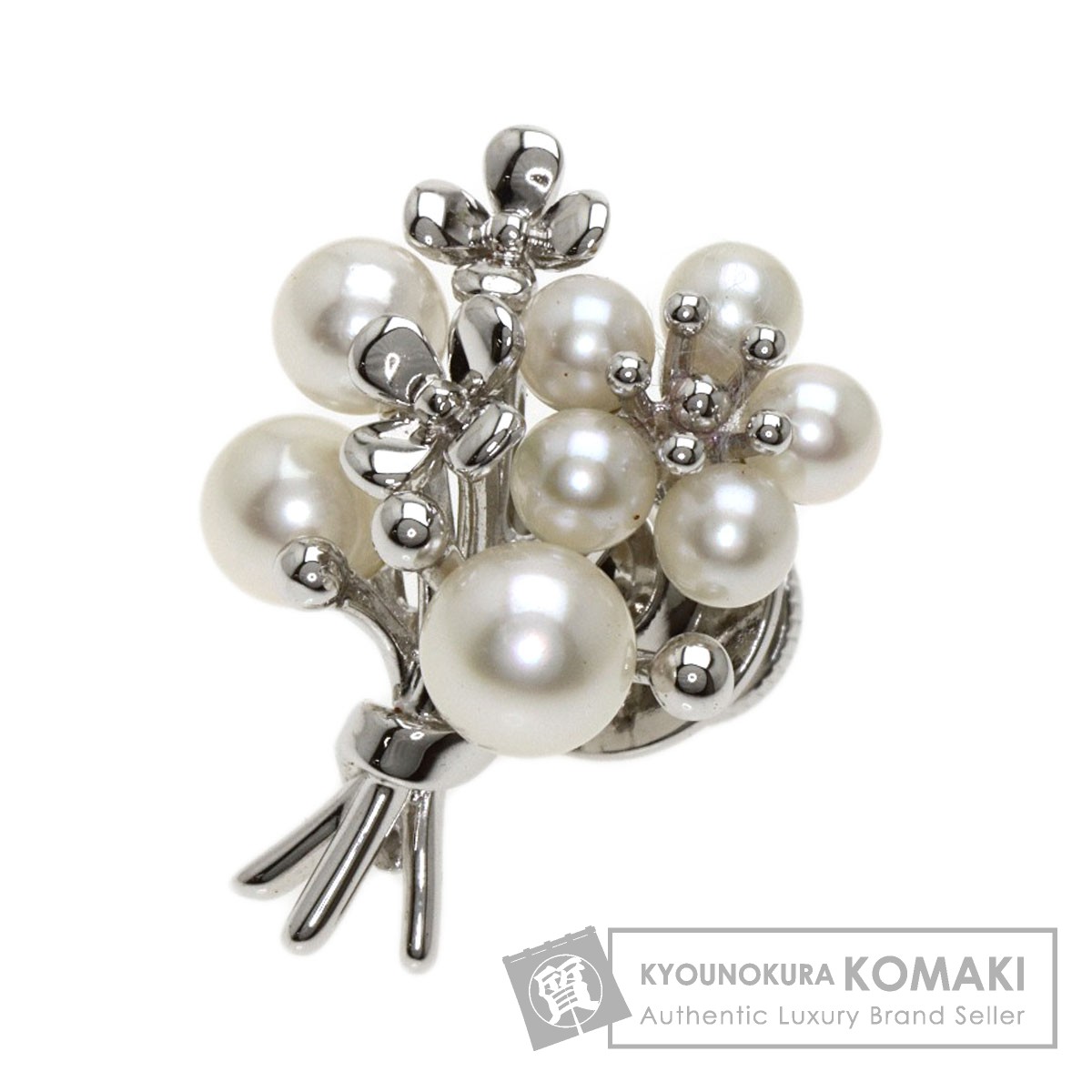 MIKIMOTO ミキモト真珠パールブローチ シルバー 5珠花束