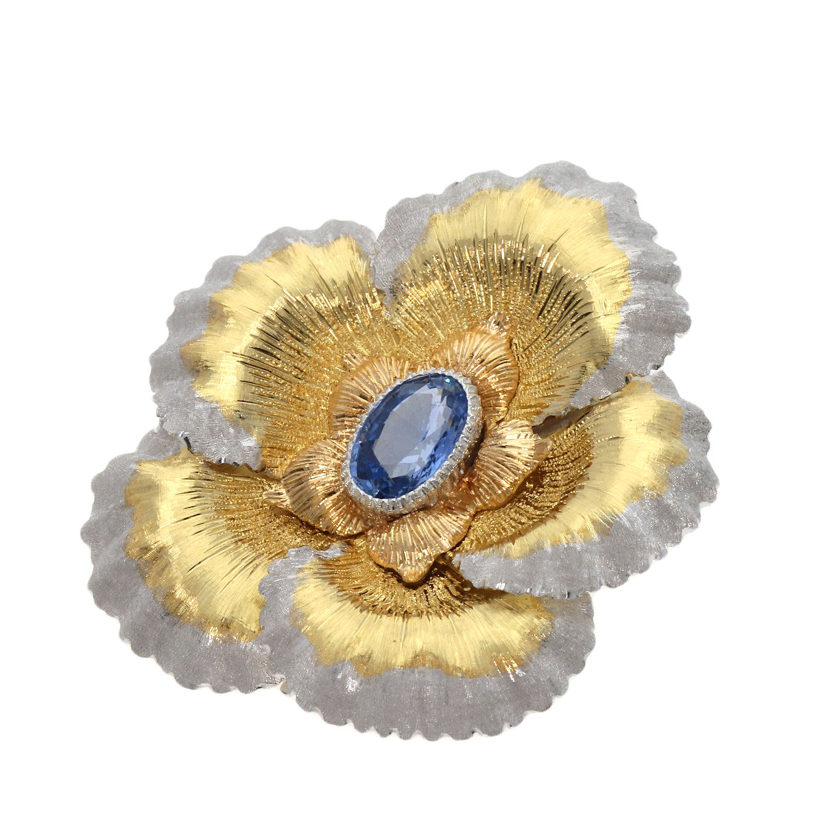 楽天市場】ブチェラッティ サファイア フラワーモチーフ ブローチ 18K