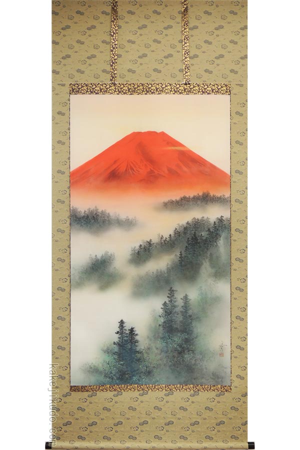 楽天市場】掛け軸 赤富士 （中沢勝） 送料無料 【掛軸】【一間床】【赤