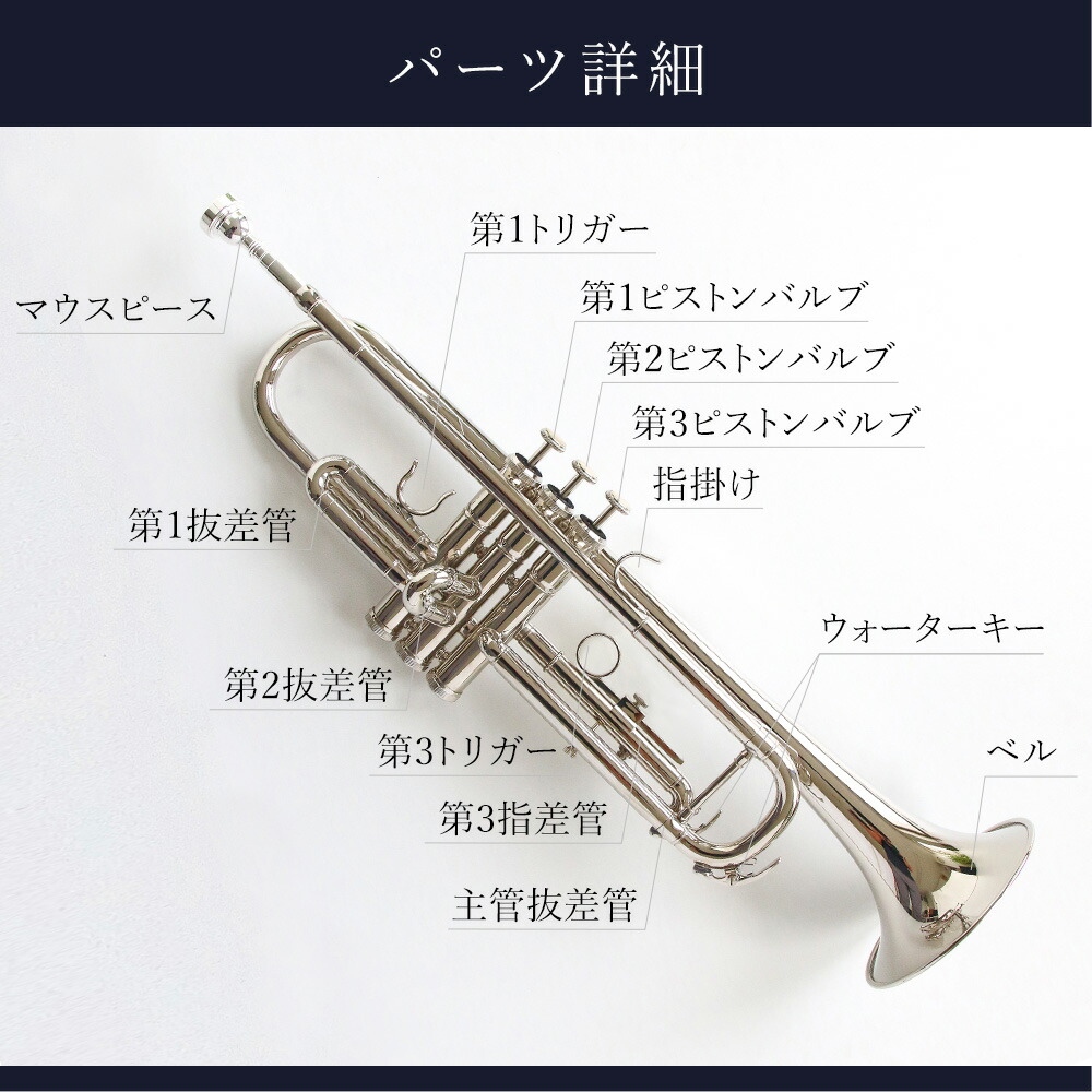 楽天市場】トランペットセット（シルバー）初心者入門 Bb B フラット