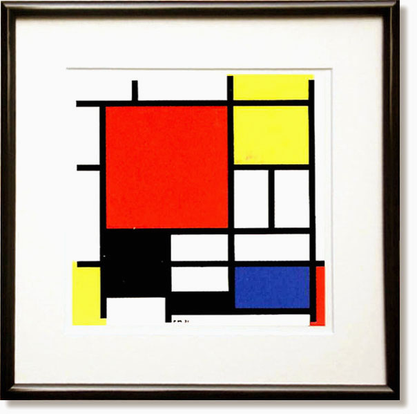 楽天市場】絵画 インテリア モンドリアン・赤、黄、青、黒とのコン