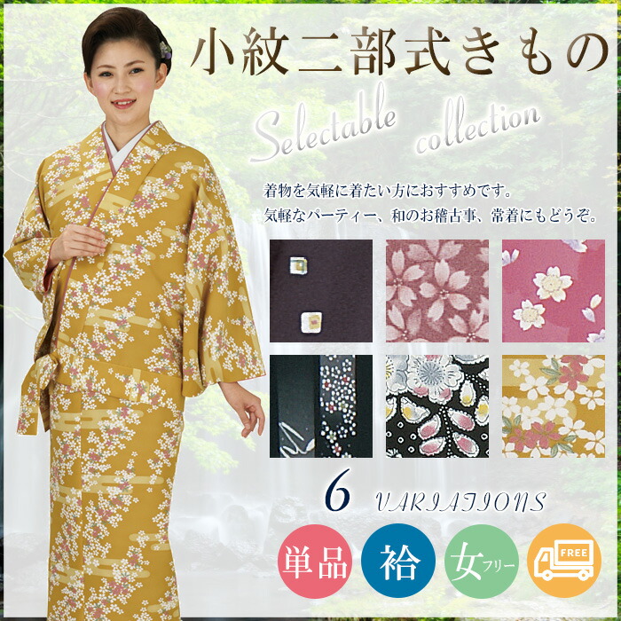 楽天市場】二部式着物（袷・小紋） 伊達衿付 洗える セパレート着物 2