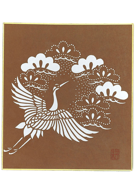 楽天市場】伊勢型紙 色紙 松鶴 : 紙・文具の専門店 ミフジ